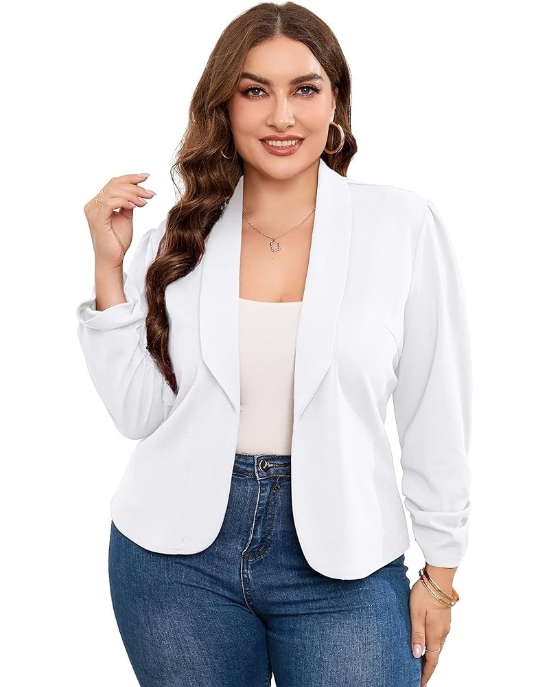 KOJOOIN Latest Styles Womens Plus Size Casual Blazer Long Sleeve Open Front Work Office Cardigan Suit Jacket White $16.19 Suits