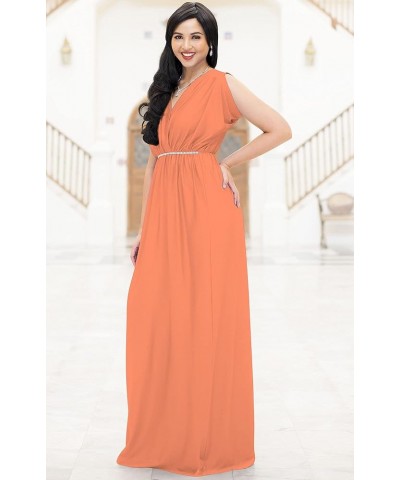 Womens Long Dolman Sleeve Wrap V-Neck Maternity Bridesmaid Maxi Dress Coral / Pink Peach $20.98 Others