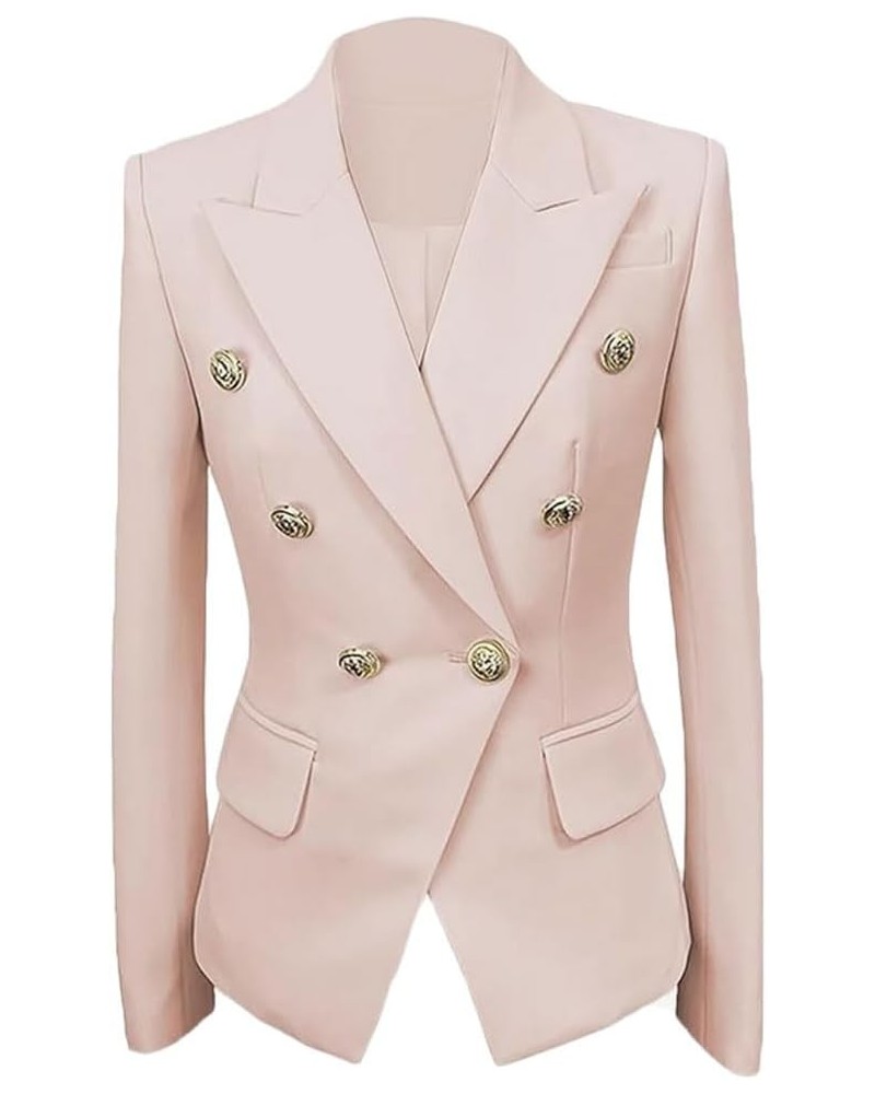 Womens Double Breasted Blazer Jacket Slim Fit Business Suit Jacket for Work Casual Wear Coat Beige $14.40 Blazers