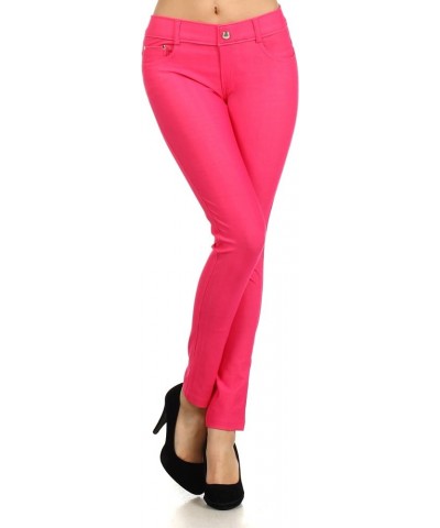 Women's Herringbone Stretch 5 Pocket Jegging Fuchsia $14.99 Leggings