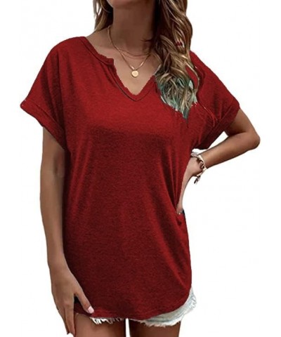 Women's T-Shirts V-Neck Dandelion Print Short Sleeve Casual Tee Tops Cute Graphic Shirts Solid Color Blouse B-red02 $10.79 T-...