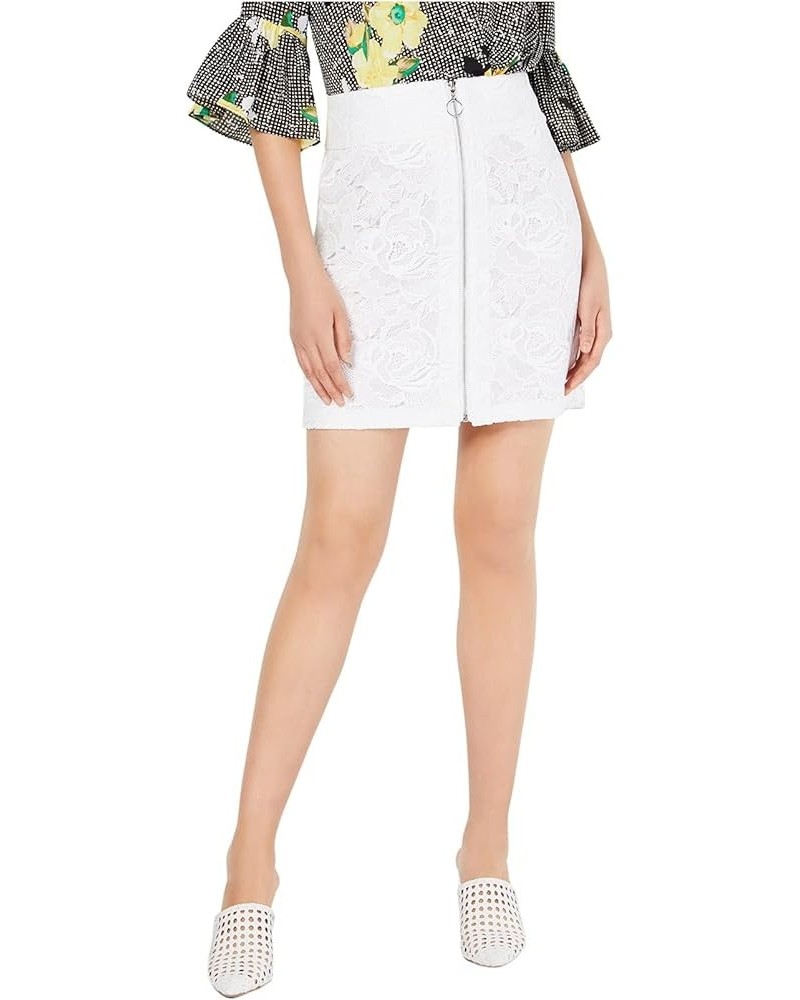 Lace O-Ring Zipper-Front Skirt Bright White $10.31 Skirts