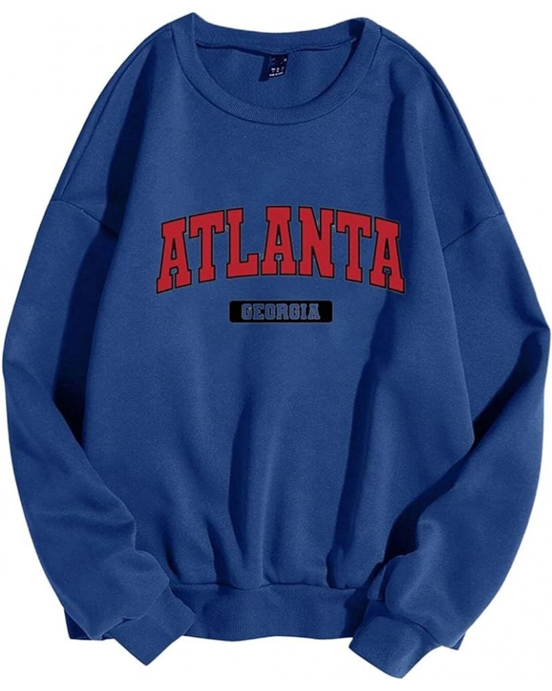 Atlanta Georgia Sweatshirts Women Crewneck Letter Graphic Y2K Hoodie Drop Shoulder Casual Hoodies Fashion Spring Fall Clothes...