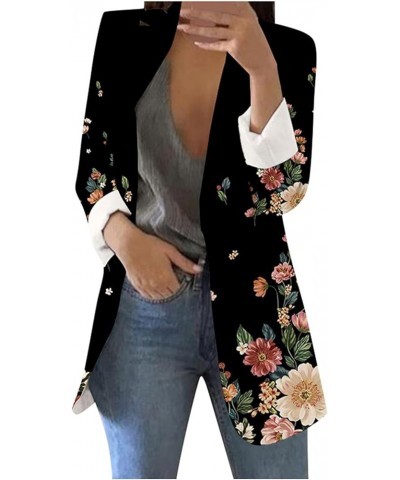 Blazer Jackets for Women Long Sleeve Open Front Blazer for Work Casual Elegant Business Fashion Jacket Plus Size Coat A Black...