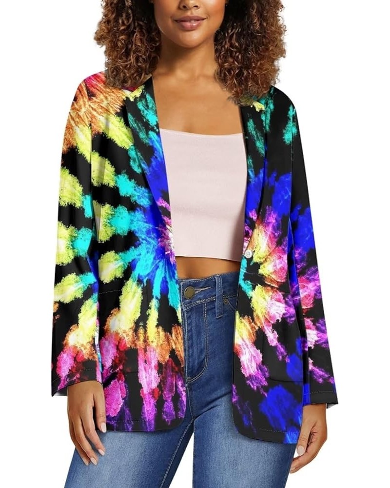 Women's Fall Spring Long Sleeve Blazer Jackets with Pockets Loose Fit Work Casual Outerwear 2023 Trendy Colorful Tie Dyed-2 $...