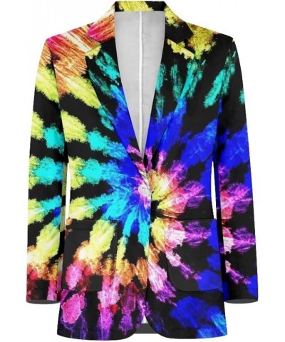 Women's Fall Spring Long Sleeve Blazer Jackets with Pockets Loose Fit Work Casual Outerwear 2023 Trendy Colorful Tie Dyed-2 $...