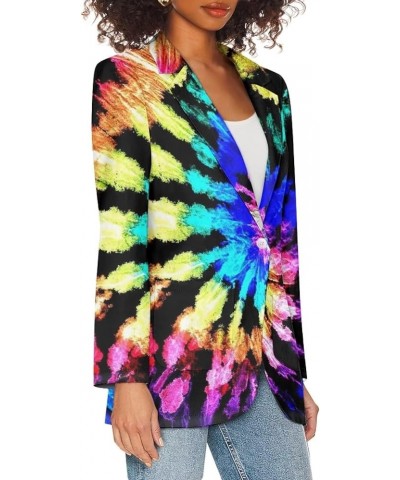 Women's Fall Spring Long Sleeve Blazer Jackets with Pockets Loose Fit Work Casual Outerwear 2023 Trendy Colorful Tie Dyed-2 $...