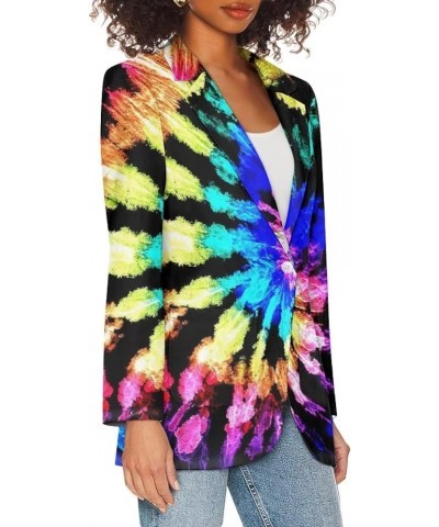 Women's Fall Spring Long Sleeve Blazer Jackets with Pockets Loose Fit Work Casual Outerwear 2023 Trendy Colorful Tie Dyed-2 $...