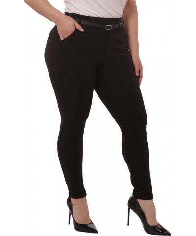 Womens Plus Size Skinny Pants Slim Fit Trousers Treggings Pull-On Pants Leggings Fauxleatherbelt:solid:black $10.05 Leggings