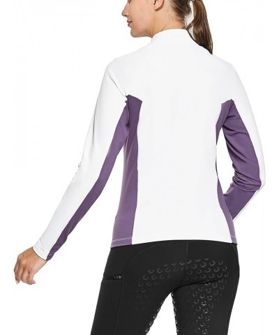 FitsT4 Women's Thermal Fleece Lined Equestrian Shirt Half Zip Running Pullover Athletic Ski Shirt with Thumbholes White $22.5...