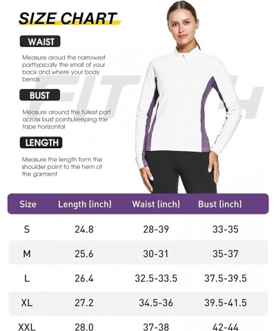 FitsT4 Women's Thermal Fleece Lined Equestrian Shirt Half Zip Running Pullover Athletic Ski Shirt with Thumbholes White $22.5...