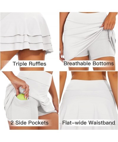 Women's Active Skort Athletic Ruffle Pleated Tennis Skirt with Pocket for Running Golf Workout B03-3-backlayer White $18.55 S...