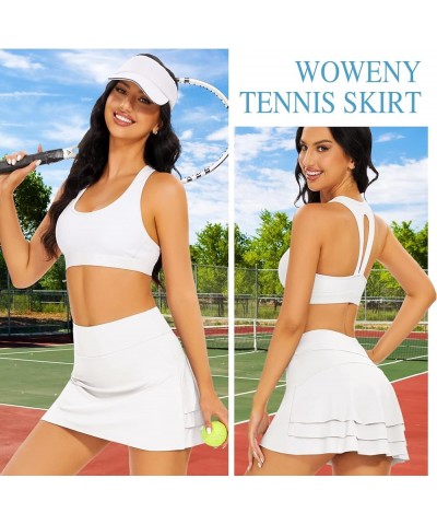 Women's Active Skort Athletic Ruffle Pleated Tennis Skirt with Pocket for Running Golf Workout B03-3-backlayer White $18.55 S...