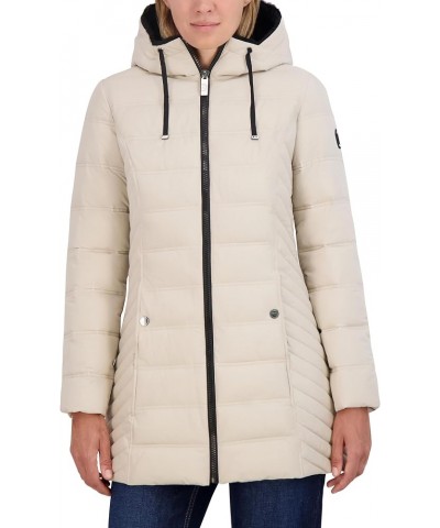 Women's 3/4 Stretch Puffer Jacket with Fur Hood and Half Back Beige $50.76 Others