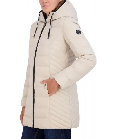 Women's 3/4 Stretch Puffer Jacket with Fur Hood and Half Back Beige $50.76 Others