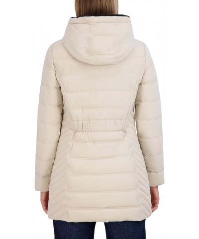 Women's 3/4 Stretch Puffer Jacket with Fur Hood and Half Back Beige $50.76 Others