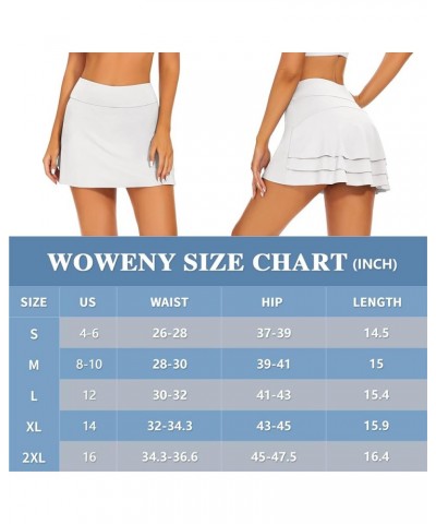 Women's Active Skort Athletic Ruffle Pleated Tennis Skirt with Pocket for Running Golf Workout B03-3-backlayer White $18.55 S...