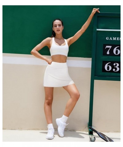 Women's Active Skort Athletic Ruffle Pleated Tennis Skirt with Pocket for Running Golf Workout B03-3-backlayer White $18.55 S...