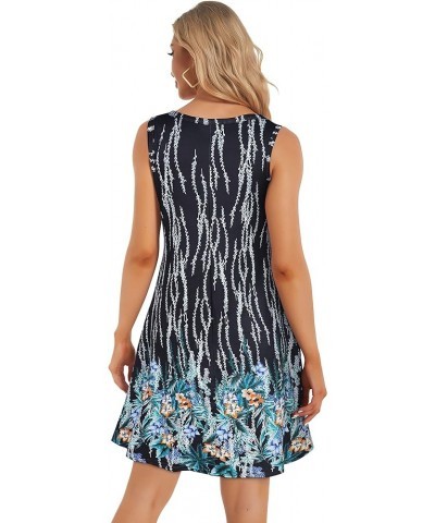 Women's Summer Dresses 2024 Beach Casual Sleeveless Floral Print Tank Loose Sundress with Pocket Deep Blue Floral $16.79 Dresses