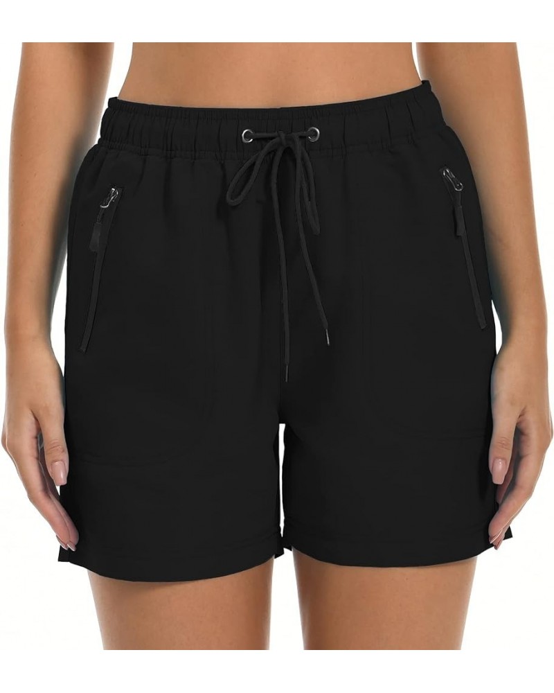 Women's Swim Board Shorts Quick Dry Beach Shorts UPF50+ with Zipper Pockets Surf Summer Swimwear Black $16.49 Swimsuits