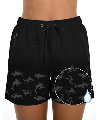 Women's Swim Board Shorts Quick Dry Beach Shorts UPF50+ with Zipper Pockets Surf Summer Swimwear Black $16.49 Swimsuits