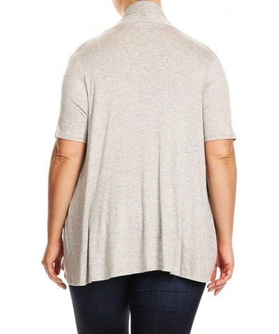 Women's Plus Size Short Sleeves Draped Open Front Solid Cardigan Made in USA Mcd00734 Heather Grey $11.73 Sweaters