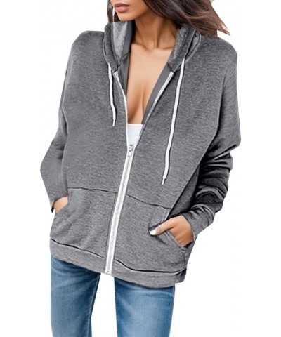 Womens Full Zip Hooded Sweatshirts Drastring Lightweight Athletic Jacket For Women Fall Outdoor Leisure Hoodies Sports Grey $...