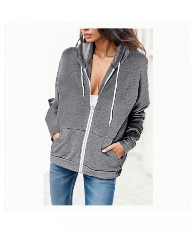 Womens Full Zip Hooded Sweatshirts Drastring Lightweight Athletic Jacket For Women Fall Outdoor Leisure Hoodies Sports Grey $...