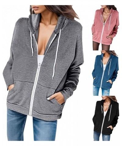 Womens Full Zip Hooded Sweatshirts Drastring Lightweight Athletic Jacket For Women Fall Outdoor Leisure Hoodies Sports Grey $...