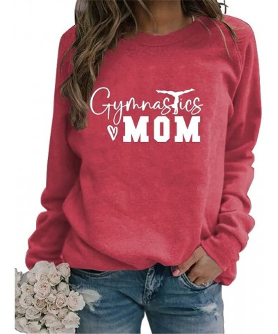 Gymnastics Mom Sweatshirts Womens Casual Long Sleeve Gymnastics Gift Shirts Crew Neck Pullover Tops for Mom 01 Red $9.44 Hood...