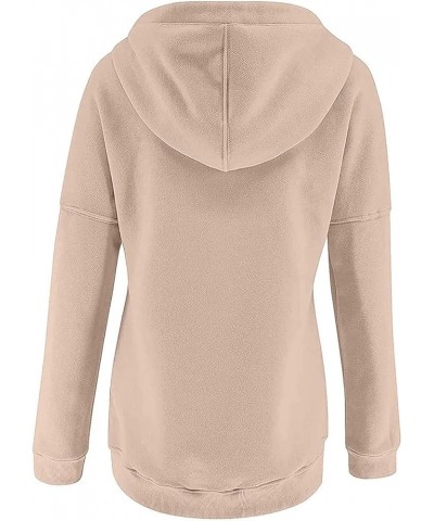 Hoodies for Women 2023 Button V Neck Sweatshirt Fall Casual Long Sleeve Hooded Pullover Trendy Drawstring Sweater Tops A02_kh...