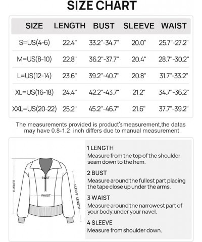 Women's 2023 Long Sleeve Half Zip Cropped Sweatshirt Lapel Casual Ribbed Pullover Tops White $17.28 Hoodies & Sweatshirts