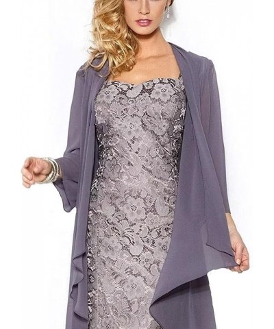 Mother of The Bride Dresses for Wedding Plus Size Jacket Chiffon Dresses for Women 2023 Grey $32.39 Dresses