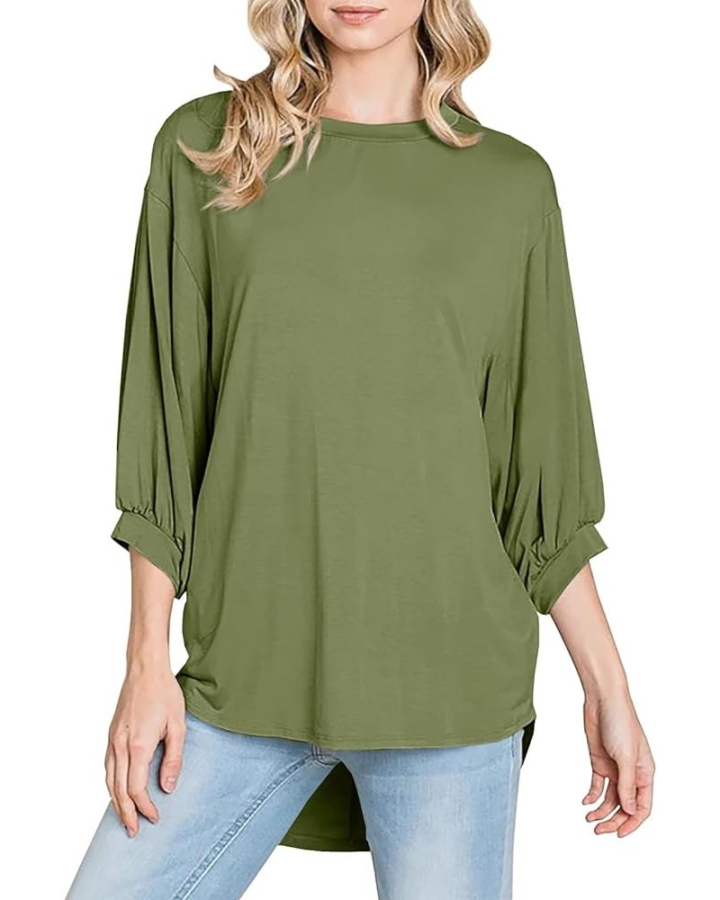 Womens Oversized T Shirts Summer Casual Loose Fit 3/4 Batwing Sleeve Tunic Tops with Leggings Army Green $9.23 Tops