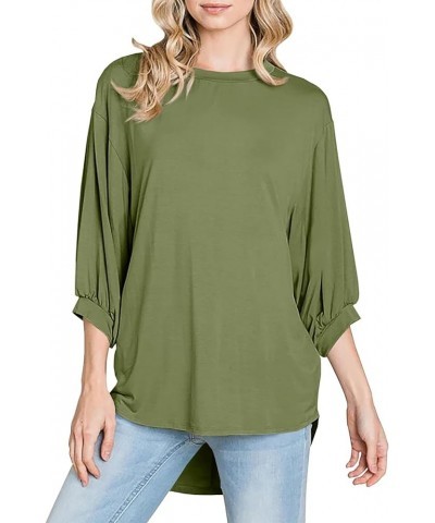 Womens Oversized T Shirts Summer Casual Loose Fit 3/4 Batwing Sleeve Tunic Tops with Leggings Army Green $9.23 Tops