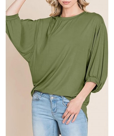 Womens Oversized T Shirts Summer Casual Loose Fit 3/4 Batwing Sleeve Tunic Tops with Leggings Army Green $9.23 Tops