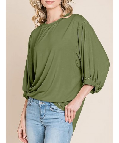 Womens Oversized T Shirts Summer Casual Loose Fit 3/4 Batwing Sleeve Tunic Tops with Leggings Army Green $9.23 Tops