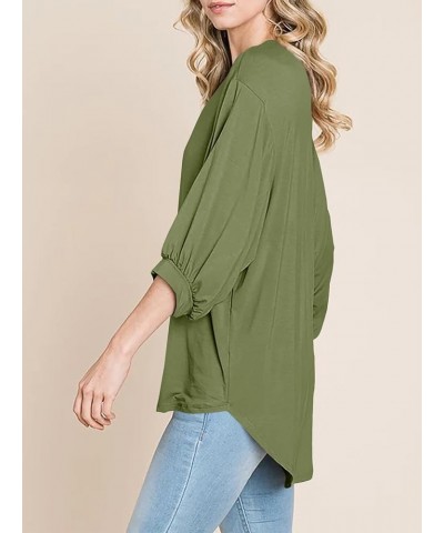 Womens Oversized T Shirts Summer Casual Loose Fit 3/4 Batwing Sleeve Tunic Tops with Leggings Army Green $9.23 Tops