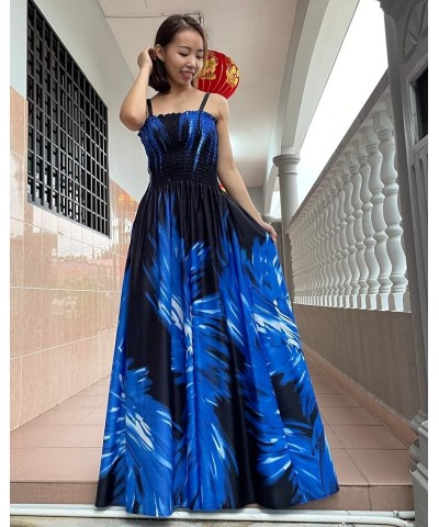 Maxi Dress Women Plus Size Floral Full Length Casual Summer Hawaiian Sundress 095 Black/ Blue $24.98 Dresses