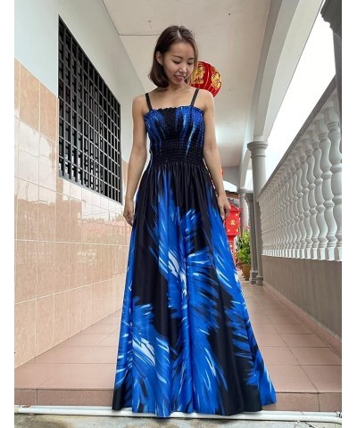 Maxi Dress Women Plus Size Floral Full Length Casual Summer Hawaiian Sundress 095 Black/ Blue $24.98 Dresses