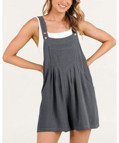 Women's Summer Cotton Short Overalls Cute Adjustable Straps Loose Wide Leg Bib Jumpsuits Rompers with Pockets Dark Grey $15.2...