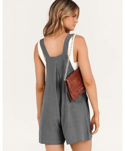 Women's Summer Cotton Short Overalls Cute Adjustable Straps Loose Wide Leg Bib Jumpsuits Rompers with Pockets Dark Grey $15.2...