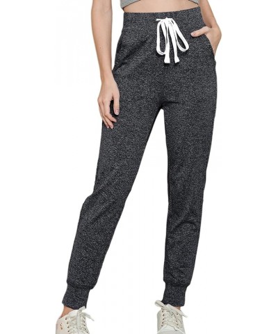 Women's Lightweight Comfy Jogger Track Cuff Sweatpants with Pockets Dark Grey $10.56 Activewear