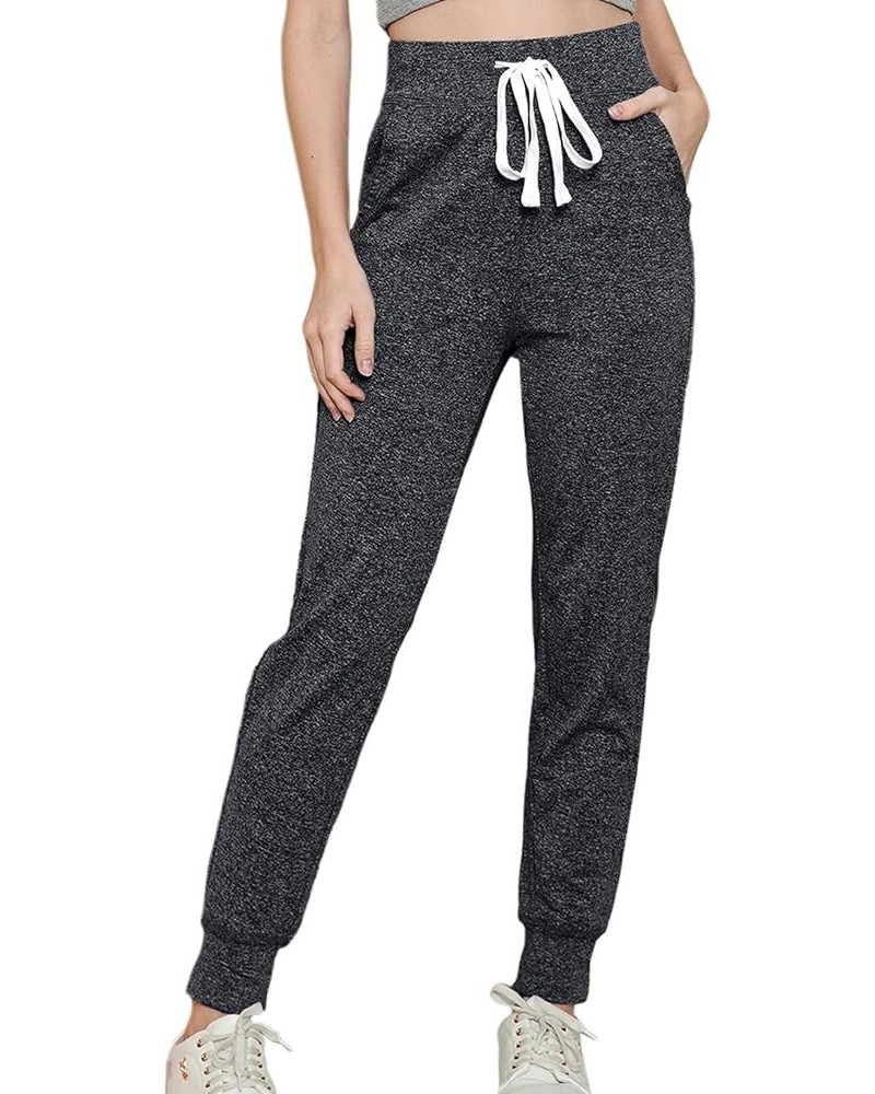 Women's Lightweight Comfy Jogger Track Cuff Sweatpants with Pockets Dark Grey $10.56 Activewear