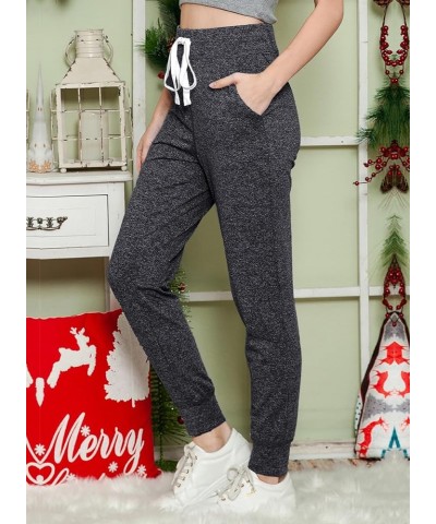 Women's Lightweight Comfy Jogger Track Cuff Sweatpants with Pockets Dark Grey $10.56 Activewear