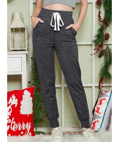 Women's Lightweight Comfy Jogger Track Cuff Sweatpants with Pockets Dark Grey $10.56 Activewear