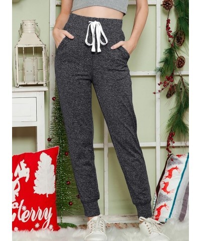 Women's Lightweight Comfy Jogger Track Cuff Sweatpants with Pockets Dark Grey $10.56 Activewear