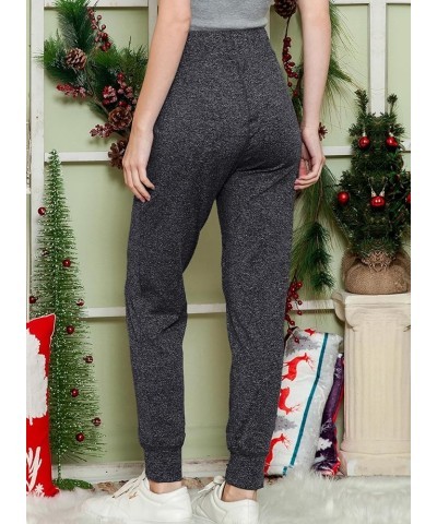 Women's Lightweight Comfy Jogger Track Cuff Sweatpants with Pockets Dark Grey $10.56 Activewear