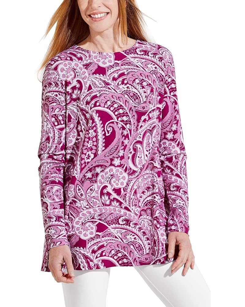 UPF 50+ Women's Daybreak Swing Top - Sun Protective Warm Angelica Summertime Paisley $28.16 Tops