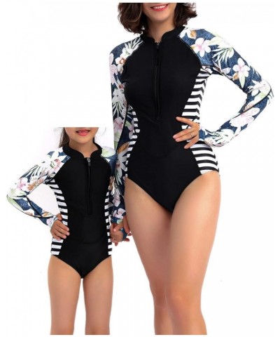 Women and Girls Matching Swimsuit: Long Sleeve One Piece Rash Guard Bathing Suit UPF 50+ (Please Order Separately) White and ...